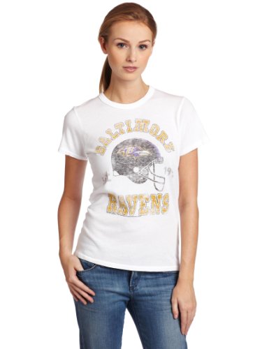 NFL Women's Baltimore Ravens Heather Vintage Short Sleeve Crew (Classic White, X-Large)