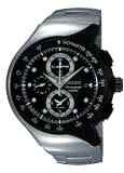 Seiko - Men's Alarm Chronograph Black Ion Finish Bezel Watch - SNAD43