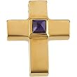 14K Yellow Gold Amethyst Cross Pendant