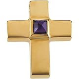 14K Yellow Gold Amethyst Cross Pendant