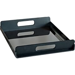 Alessi GIA01/45 Tablett, rechteckig aus Edelstahl mit Griffen aus thermoplastischem Harz, schwarz