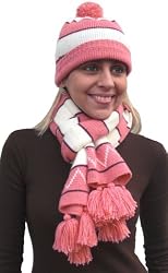 Handmade Alpaca Natural Fiber Scarf and Hat Set - Andean Coral (Extra Large)