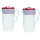Rubbermaid Covered Pitcher 2.25 Qt - White with Red Cover Pack of 2
