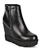 Women Leatherette Zip Lug Sole Wedge Ankle Bootie CH40 - Black Leatherette