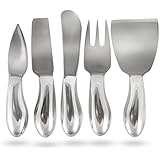 Delightly 5-Piece Cheese Knives Set Exquisitely Designed to Hold, Cut, Shave, Slice, Spread & Serve All Types Of Cheeses