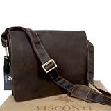 Visconti Brown Leather Messenger Bag A4 Workplace - Mud