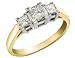 Diamond Engagement Ring: 14K Yellow and White Gold 1/2 Carat (ctw) Three Stone Princess Cut