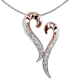 14k Rose and White Gold 1/4ct Diamond Heart Pendant