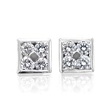 Mens 10k White Gold Square Diamond Earrings Studs (gh, Si-i, 0.50 Cara...