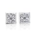 Mens 10k White Gold Square Diamond Earrings Studs (GH, SI-I, 0.50 carat)