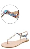 Bamboo Macalen-06 Metallic T Strap Flat Sandals NUDE FABRIC