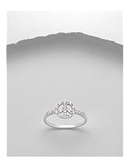 Peace Symbol CZ Ring In 92.5 Sterling Silver