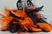 2 Orange & Navy Blue Chandelle Feather Hair Tie Scrunchy Pony Tail Holder NEW!