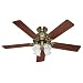 Hunter 20182 52 Inch Studio Series Ceiling Fan Antique Brass with Walnut/Medium Oak Blades
