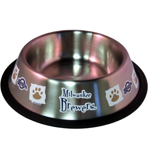 MLB Baseball Team Stainless Steel Pet Bowl - Milwaukee Brewers