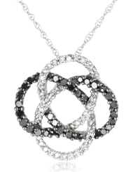 10k White Gold and Black and White Diamond Knot Pendant Necklace (0.33 cttw, G-H Color, I1-I2 Clarity), 18"