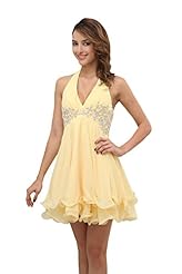 Halter Chiffon Short Evening Dress/Mini Dress 