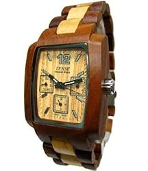 Tense Light 2 Tone Sandalwood Wood Watch Mens 3-Dial J8302SM