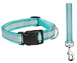 20 INCH - BLUE - Reflective Stripe Safety Dog COLLAR & LEAD SET