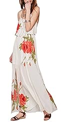 V-neck Chiffon Floral Print Slit Club Dress/Party Dress/Wedding Dress 