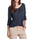 edc by ESPRIT Damen Langarmshirt 122CC1K027, Rundhals