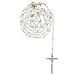 First Communion White Rosary with 5mmx8mm Oval Plastic Beads in Chain Links - 32'' Necklace, 22'' Overall Length