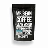 Mr. Bean Organic All Natural Coffee Bean Exfoliating Body Skin Scrub with Coconut Oil, Vitamin E, and Sea Salt- Coconut