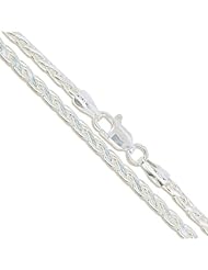 Sterling Silver Diamond-Cut Wheat Chain 2.7mm Solid 925 New Spiga Necklace 20"