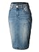 RubyK Womens High Waisted Denim Pencil Skirt with Stretch