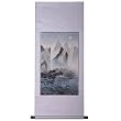 Handmade Asian Wall Art Scroll Painting On Textured White Brocade - Mountain Lake Cottage