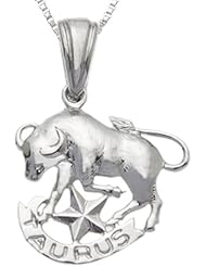 0.925 Sterling Silver Zodiac Taurus Pendant Necklace