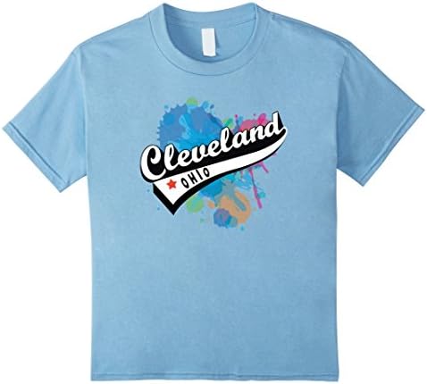 Kids Cleveland Ohio Pride City State Paint Art Gift Idea TShirt 4 Baby Blue