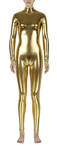 JustinCostume Women's Metallic Long Sleeve Turtle Neck Catsuit Halloween Costume