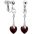 Austrian Crystal Heart January Birthstone Clip Earrings