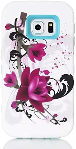 LliVEER S6 Edge Case,Galaxy S6 Edge Case,Samsung S6 Edge Case,Case for Galaxy S6 Edge,Galaxy S6 Edge Hybrid Case,LliVEER 3 Layer Design Lotus Pattern Hybrid Shock-Absorption Bumper Slim Hard Back Shell Case Cover Protector Fit for Samsung Galaxy S6 Edge Blue