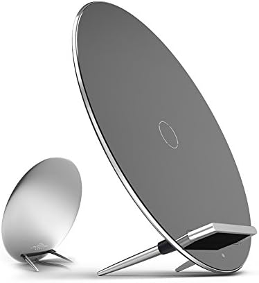 Aukey Luna Wireless Charger Charging Pad Qi-Enabled for Nexus 6, SONY Xperia Z3V, Moto 360 Smart Watch, Google Nexus 6 / 4 / 5 / 7(2013); Motorola Droid Turbo, Moto 360 Smart Watch, Nokia Lumia 920, 928, 1020; LG Optimus Vu2, D1L, LTE2, G2; HTC 8X, Droid DNA; MOTO Droid Maxx/Droid Mini; Blackberry Z30; iPhone; Samsung and other Other Qi-Enabled Phones (3 Coils Free Charging Position Tech, Vertical and Horizontal Charging, 2.1A Output AC adapter included) - Silver