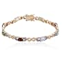 18k Yellow Gold Plated Sterling Silver Multi-Gemstone and Diamond Bracelet, 7.25"