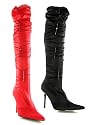 408-Traci Knee High Stretch Satin Boot With Rhinestone Stitching High Heel Shoes