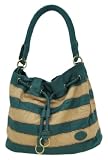Super Soft Turquoise Blue & Tan Striped Hobo Bag