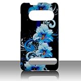 Premium - HTC EVO 4G Blue Flower Cover - Faceplate - Case - Snap On - Perfe ....