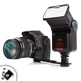 Versatile Bounce & Zoom Powerful Slave Flash for Sony NEX-3 , A390 , A35 , A57 , HX200V and More! **Includes Flash Bracket and 4 in 1 SD Card Reader**