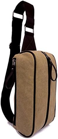 NAOKI LOVE Outdoor Sports Recreation Simple Style Waterproof Canvas Chest Pack Shoulder Messenger Bags for Men (Khaki)