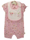 Organic “3 Hearts” Romper & Bib Set