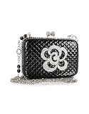 Review Maddalena Marconi  / Maddalena Marconi Jeweled Black Quilted Patent Leather Evening Clutch w/Chain Strap