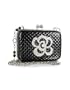 Maddalena Marconi Jeweled Black Quilted Patent Leather Evening Clutch w/Chain Strap