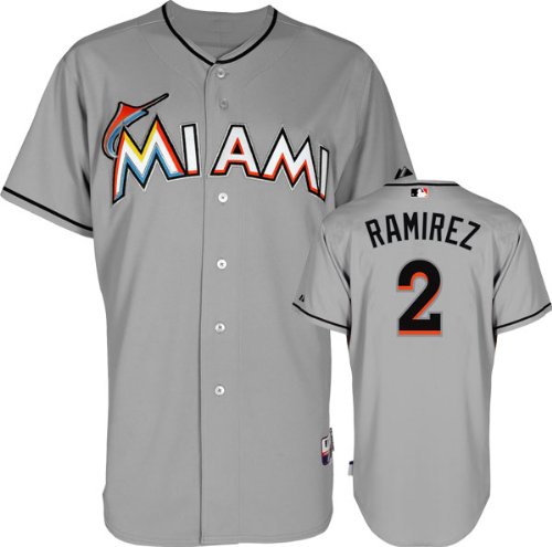 Hanley Ramirez Jersey: Miami Marlins #2 Road Grey Authentic Cool Baseâ