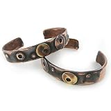 Rustic Unisex Copper Cuff Bracelet - Morphic Circles