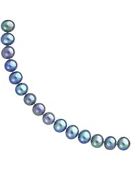 14K Gold 7.5mm Black Cultured Round Pearl Necklace 16"