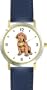 Labrador Retriever (Chocolate) Puppy Dog - WATCHBUDDY� DELUXE TWO-TONE THEME WATCH - Arabic Numbers - Blue Leather Strap-Size-Large ( Men's Size or Jumbo Women's Size )