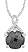 Platinum Overlay Sterling Silver Black &amp; White Round Sun-Cut Cubic Zirconia Vintage Setting Pendant, 18 "